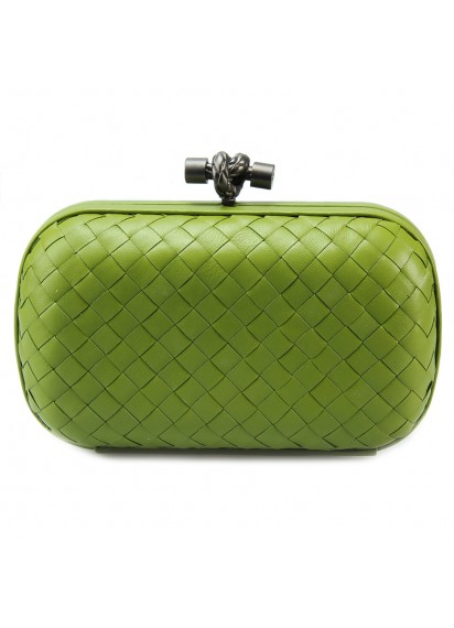 BOTTEGA VENETA CLUTCH KNOT LEATHER APPLE GREEN