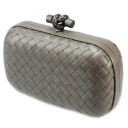 BOTTEGA VENETA CLUTCH KNOT LEATHER GREY