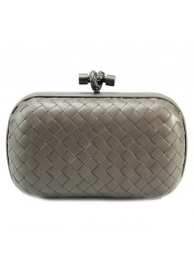 BOTTEGA VENETA CLUTCH KNOT LEATHER GREY