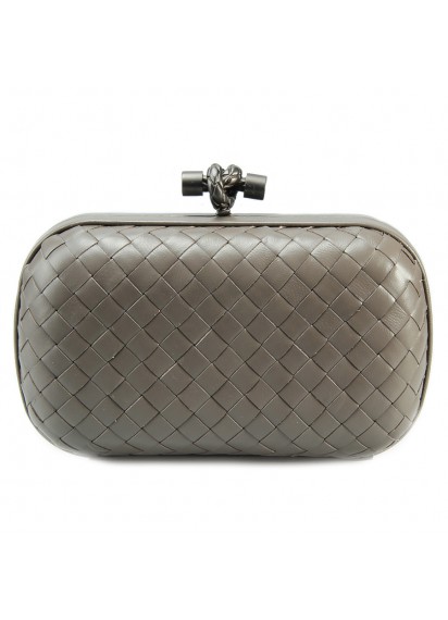 BOTTEGA VENETA CLUTCH KNOT LEATHER GREY