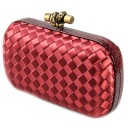 BOTTEGA VENETA CLUTCH KNOT SATIN BURGUND