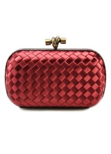 BOTTEGA VENETA CLUTCH KNOT SATIN BURGUND