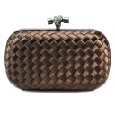 BOTTEGA VENETA CLUTCH KNOT SATIN COFFEE