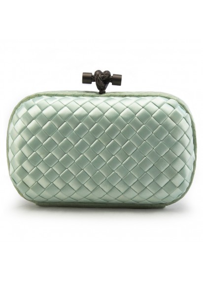 BOTTEGA VENETA CLUTCH KNOT SATIN AGAT GREEN