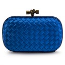 BOTTEGA VENETA CLUTCH KNOT SATIN BLUE