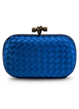 BOTTEGA VENETA CLUTCH KNOT SATIN BLUE