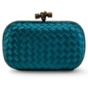 BOTTEGA VENETA CLUTCH KNOT SATIN DARK MARINA