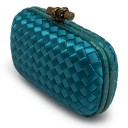 BOTTEGA VENETA CLUTCH KNOT SATIN DARK MARINA