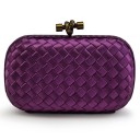 BOTTEGA VENETA CLUTCH KNOT SATIN DARK VIOLET