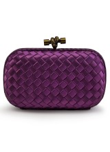 BOTTEGA VENETA CLUTCH KNOT SATIN DARK VIOLET