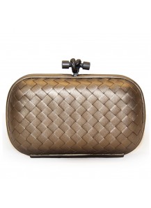 BOTTEGA VENETA CLUTCH KNOT LEATHER DARK GOLD