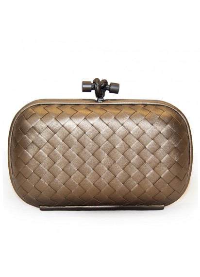 BOTTEGA VENETA CLUTCH KNOT LEATHER DARK GOLD